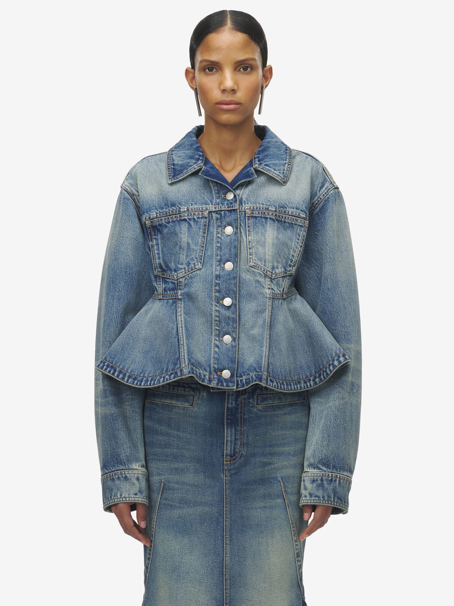 ALEXANDER MCQUEEN - Stonewashed Denim Peplum Jacket - Item 826755QMADF4315